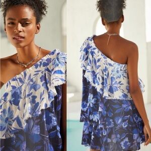 Anthropologie One Shoulder Tiered Dress Sz XL